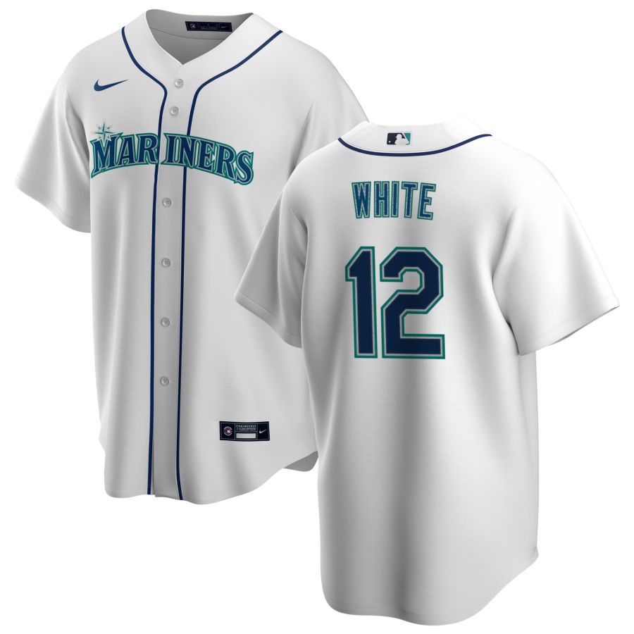 Nike Men #12 Evan White Seattle Mariners Baseball Jerseys Sale-White
